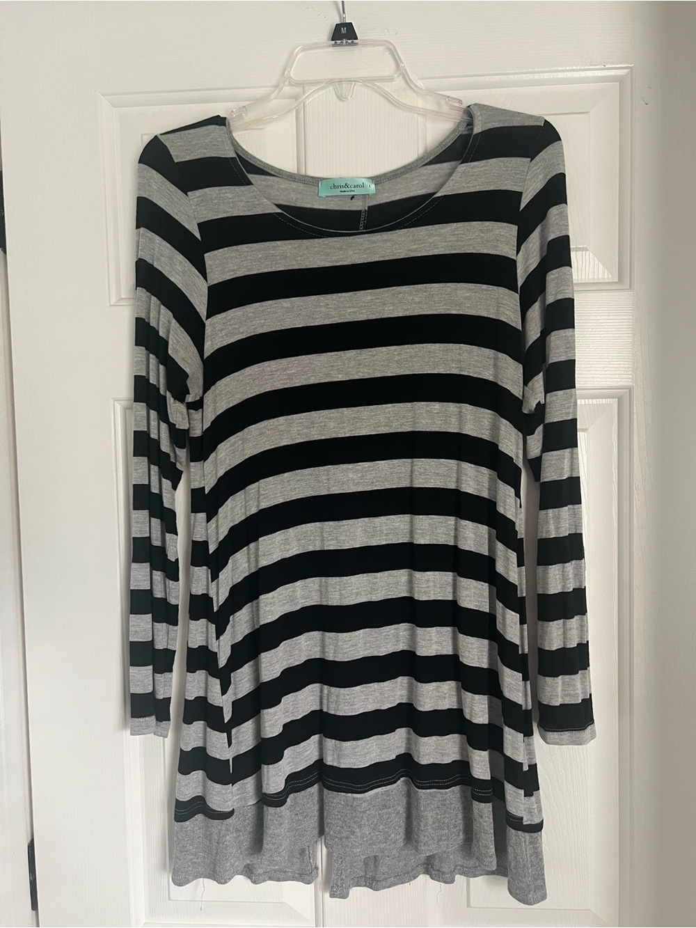 Chris & Carol Black and Gray Striped Long-Sleeve Tunic